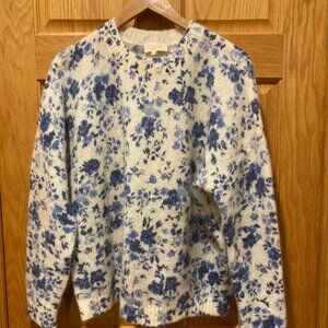 Sezane Blue Floral Sweater